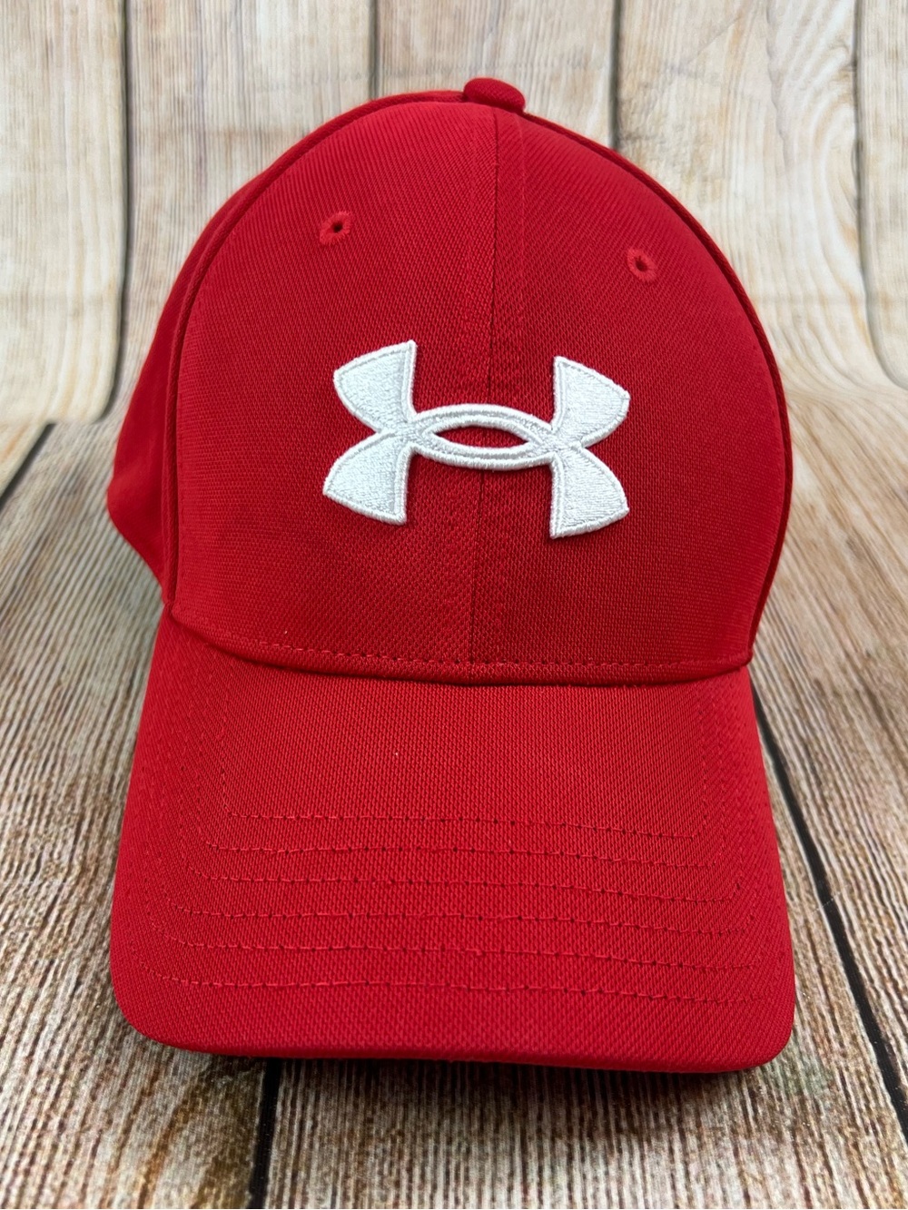 Mens Under Armour UA Red White Logo Classic Fit Cap Hat Size L/XL